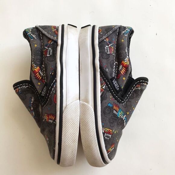 Vans monster truck print slip on shoes GUC - visible wear  size 4-5 toddler - Picture 6 of 10